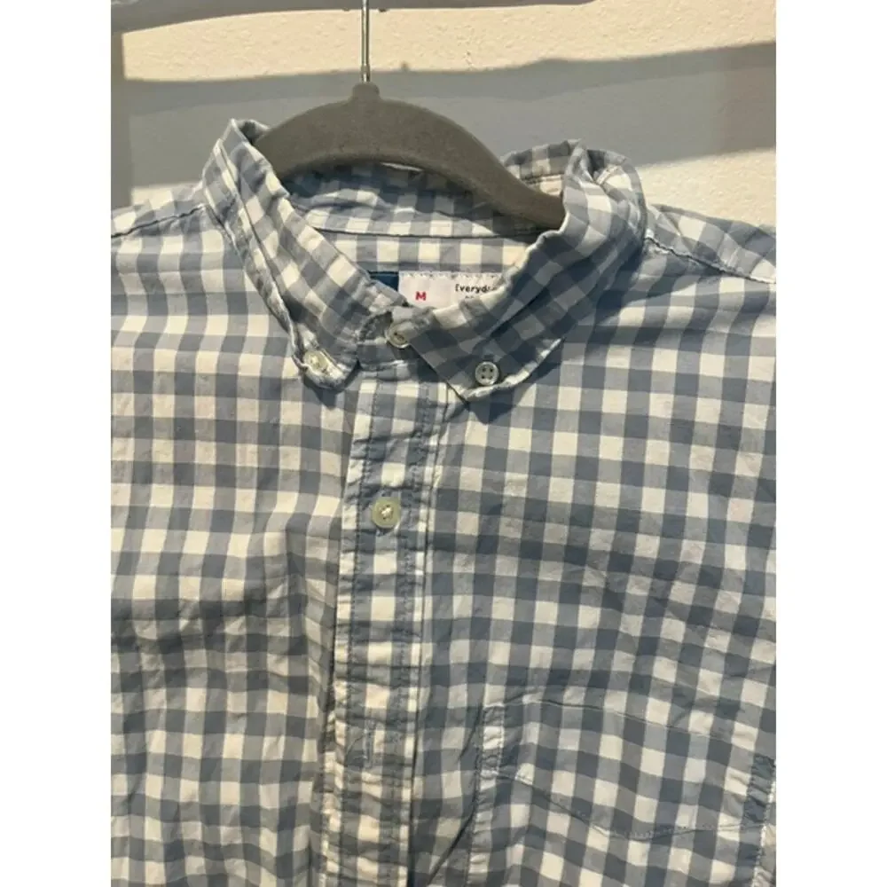 Old Navy Boys Blue White Gingham Button-Up Shirt Size M Long Sleeve Excellent